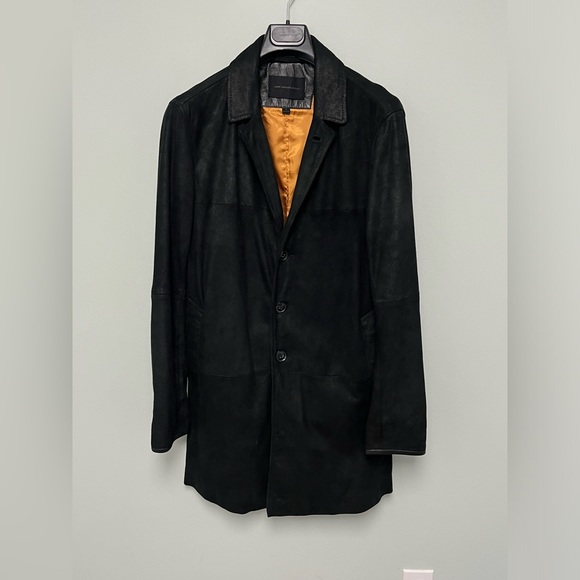 John Varvatos Suede Leather Trench Coat. Size small - Picture 10 of 10